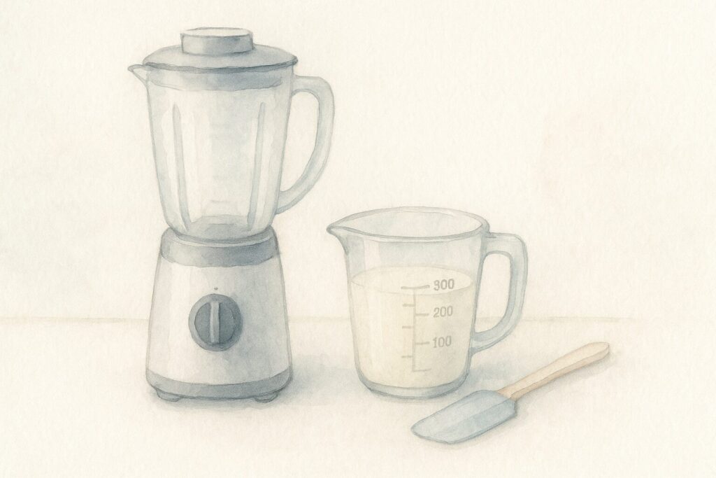 スムージー作りに必要な基本の器具。ブレンダーと計量カップ
