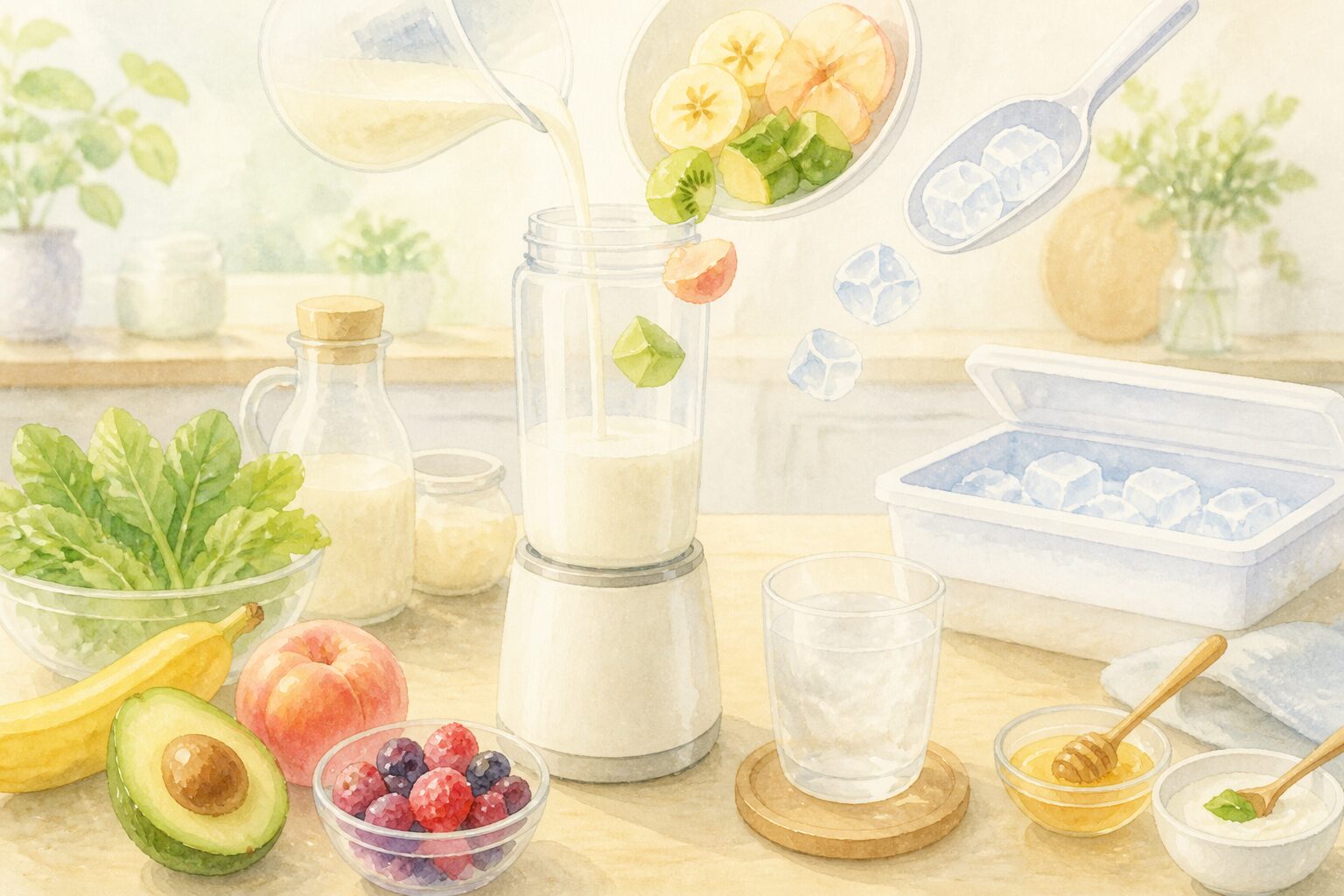 スムージー作りの投入順の手順イメージ