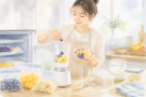 初心者向け冷凍フルーツとヨーグルトの朝スムージー簡単な作り方