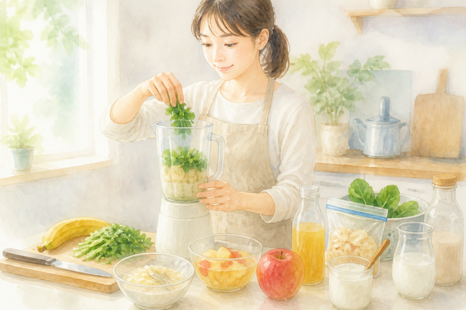 つぶしやすい食材で作るスムージー風ドリンク
