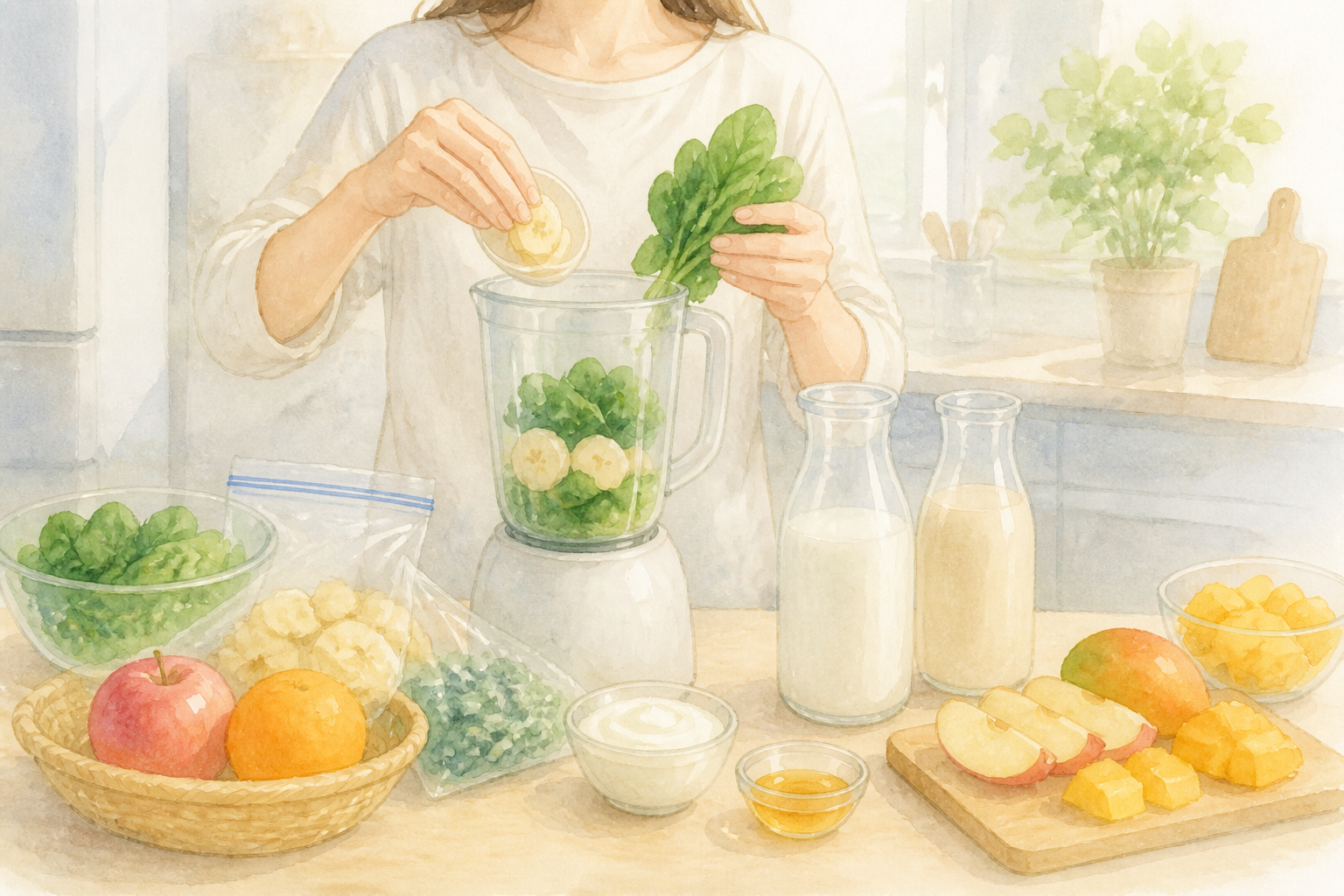 ミキサーに材料を入れて作る基本の流れ