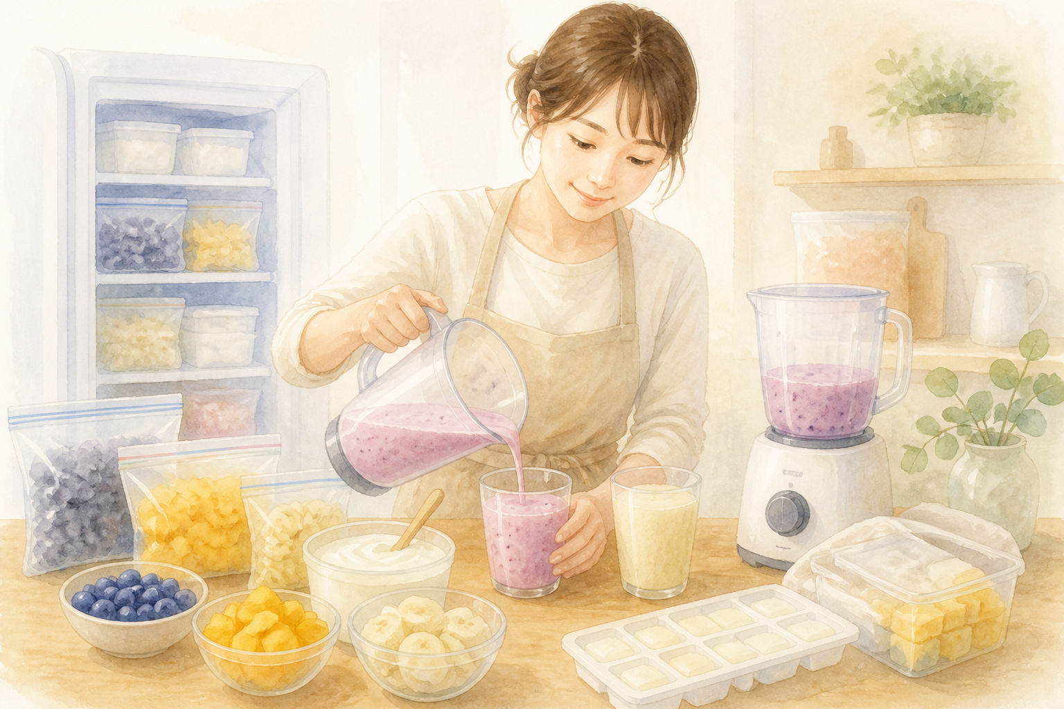 牛乳ありとなしで仕上がりの違いを見比べる場面