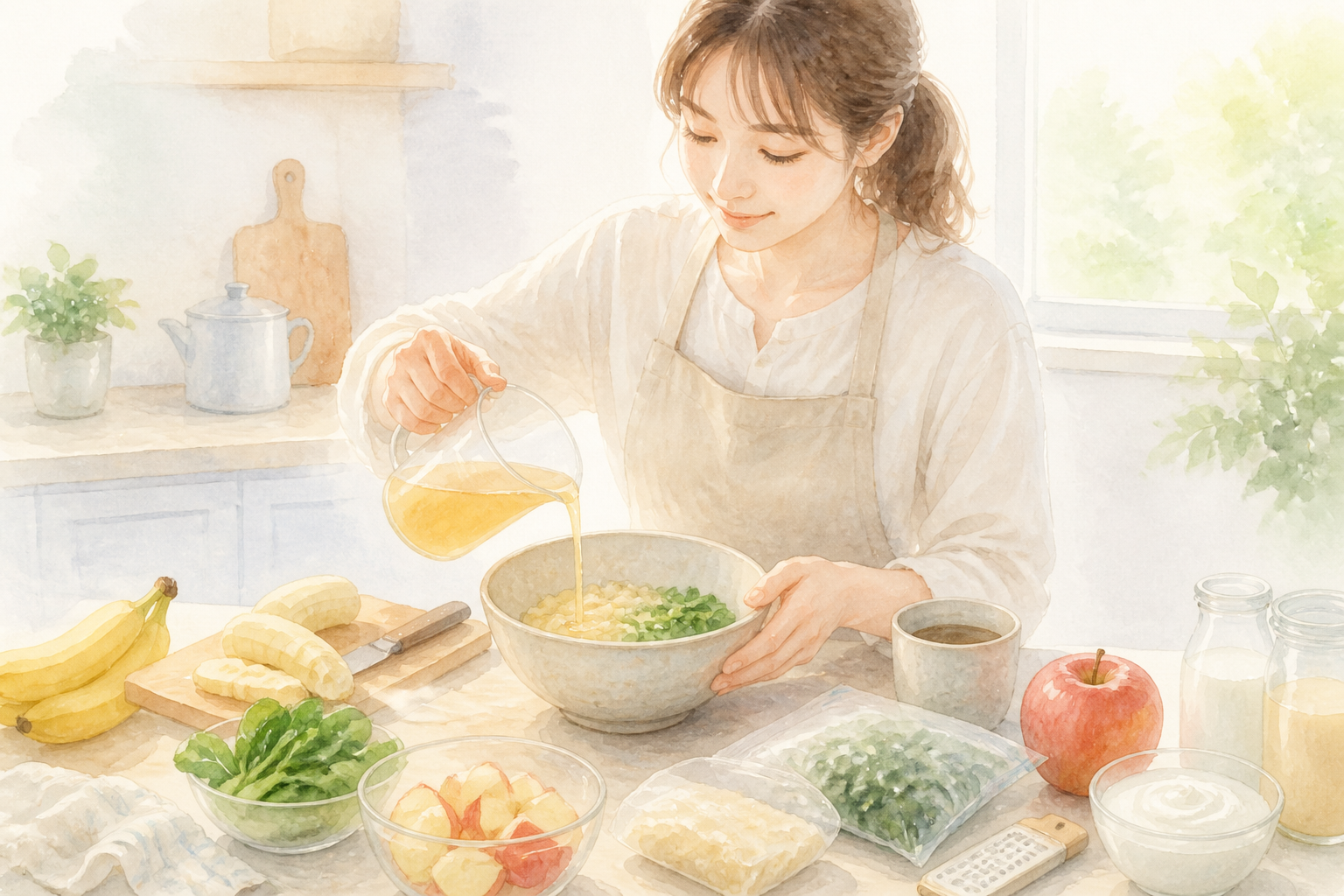 りんごジュースで味をまとめる一杯