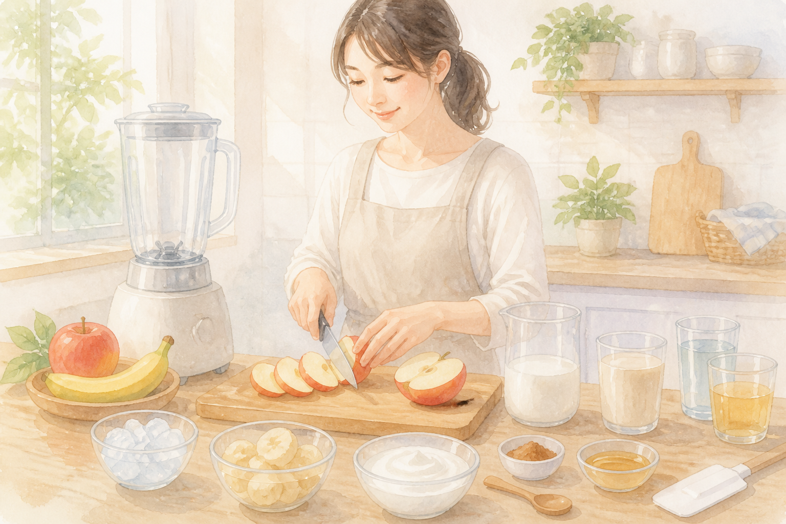 基本材料をそろえた準備風景