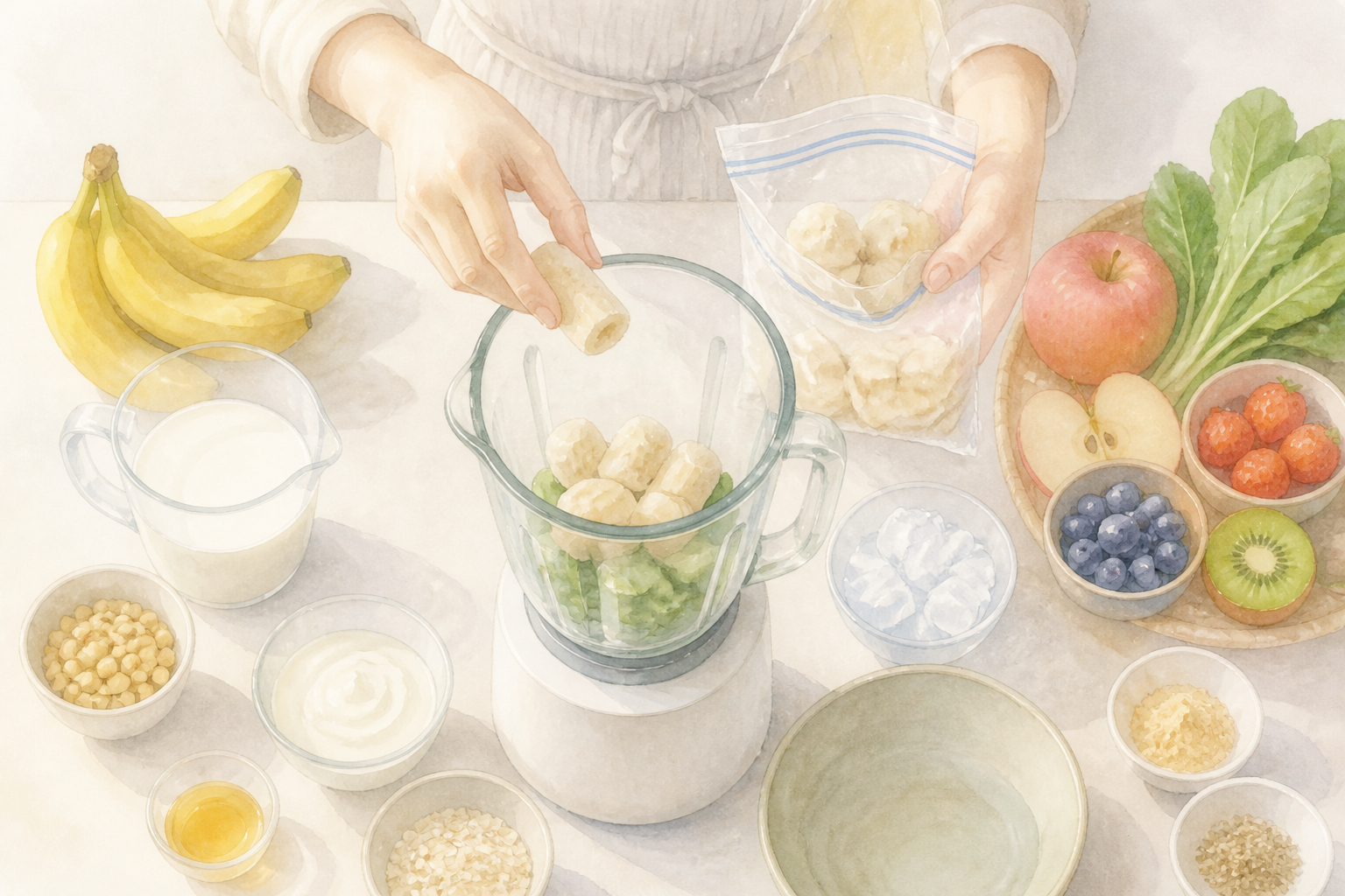 基本材料をそろえて下ごしらえする台所