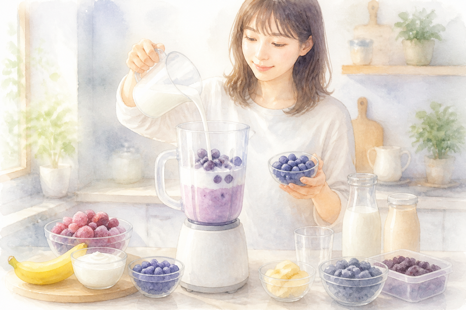 ブルーベリースムージーの基本手順