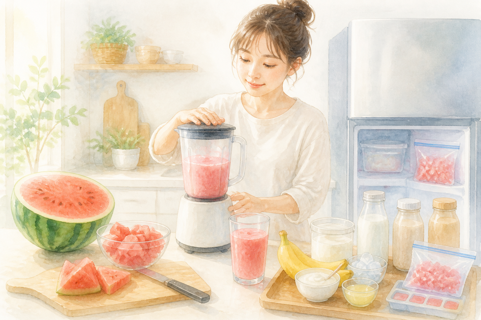 ブレンダーでなめらかにする様子