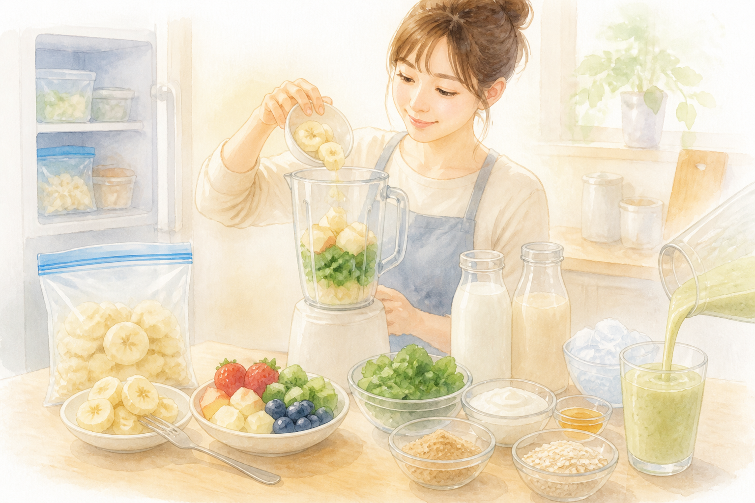 冷凍バナナを使った濃厚なスムージー