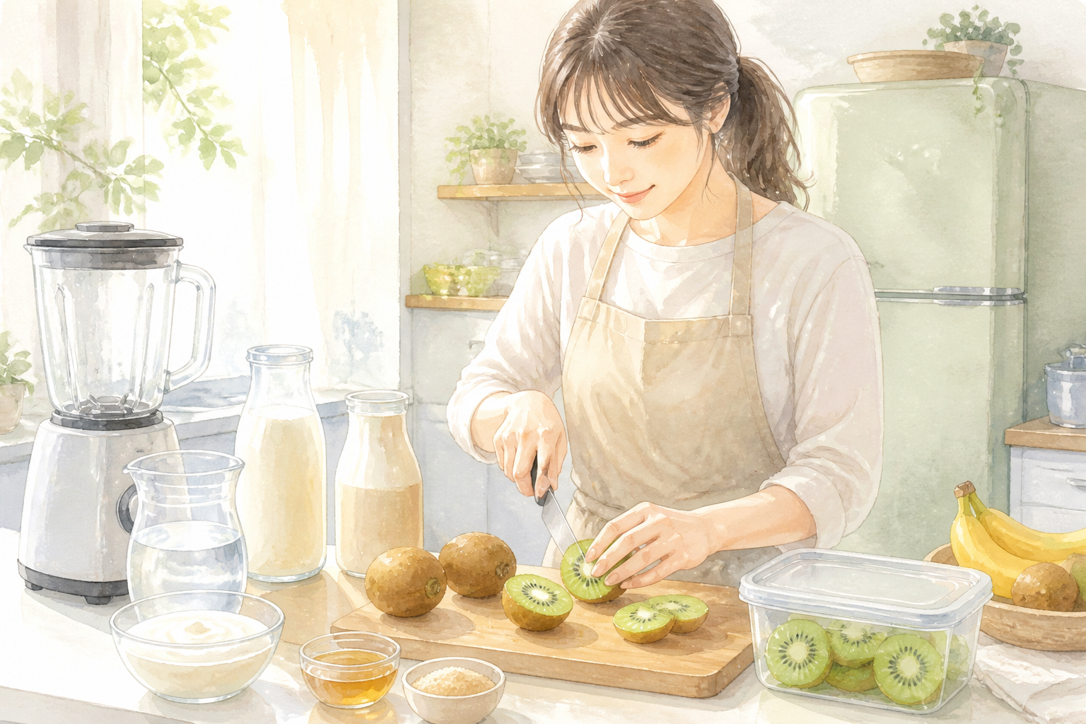 皮ごと使う前のキウイの下ごしらえ
